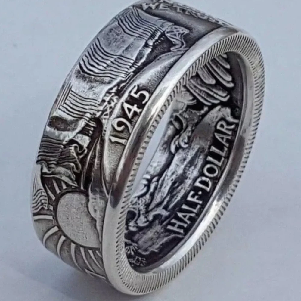 Silver Coin Morgan Ring United Statement Ring